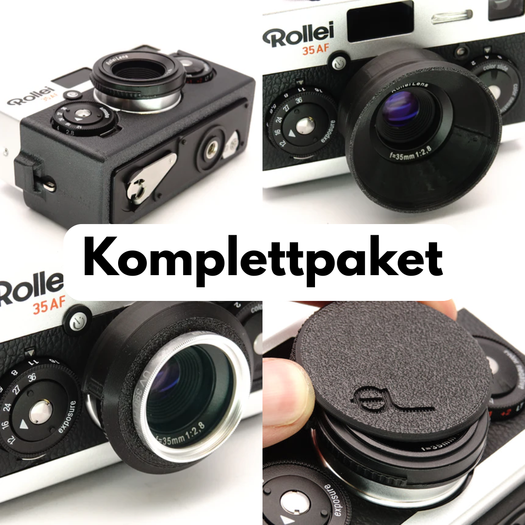 Accesorios (tapas, adaptador, parasol, funda) para Rollei 35 AF