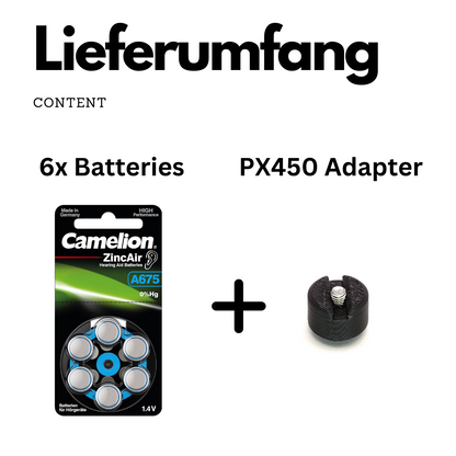 PX450 Batterieadapter inkl. 6x 1,4V Batterien für Bolex P1, P2, P3 & Alpa 10d