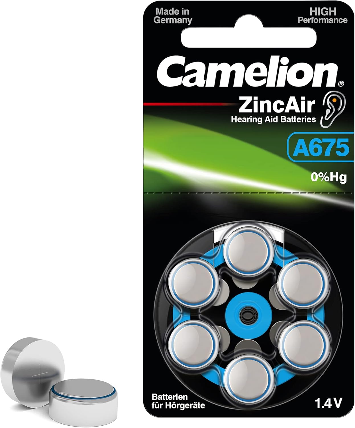 Pile tipo 675 1,35V per Konica C35EF, Leica R3, Olympus OM-10, Revue 400 SE e altro ancora