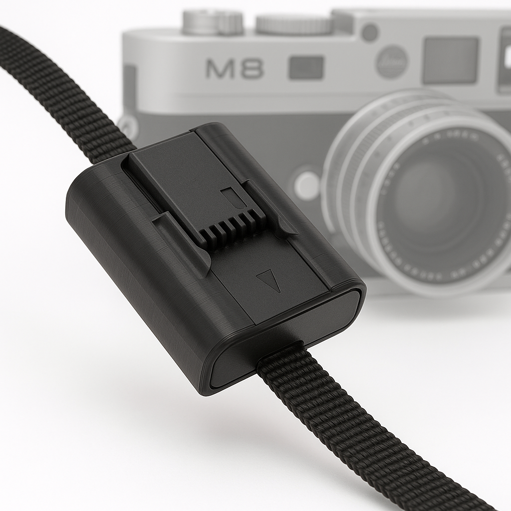Battery holder for camera strap for Leica M8, M9 & M-E (Type 14464)